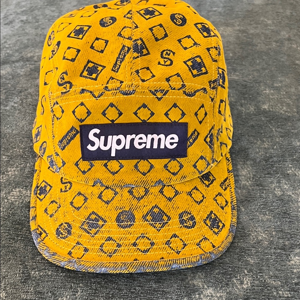 Supreme Yellow and Blue Graphic Cap